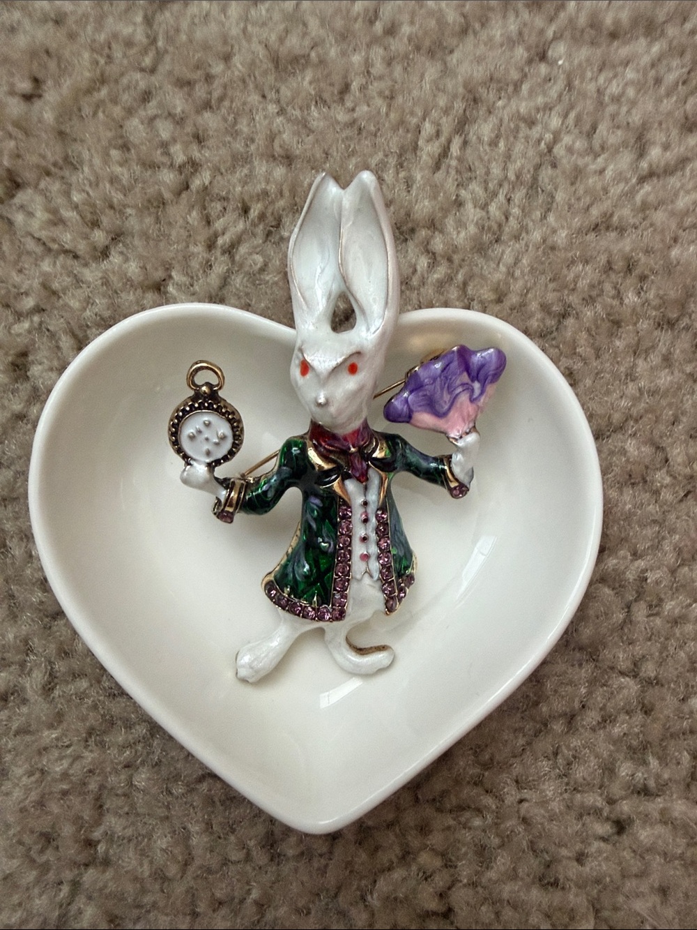 Decorative White Rabbit Brooch